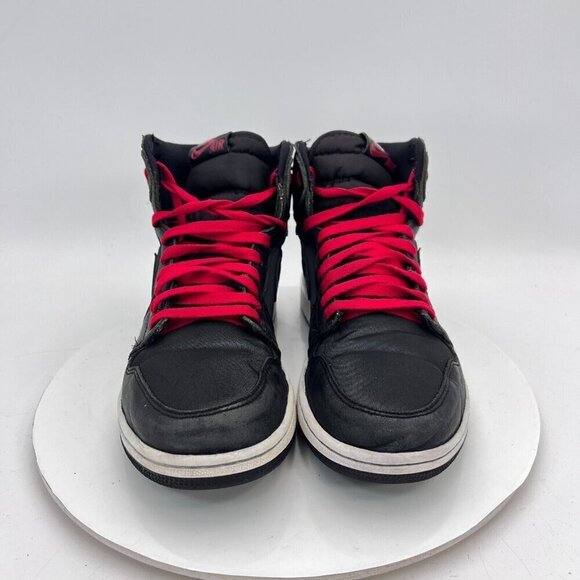 Nike Air Jordan 1 Retro High Men Size 9.5 555088-060 Black Satin Gym Red Shoes - Picture 2 of 12